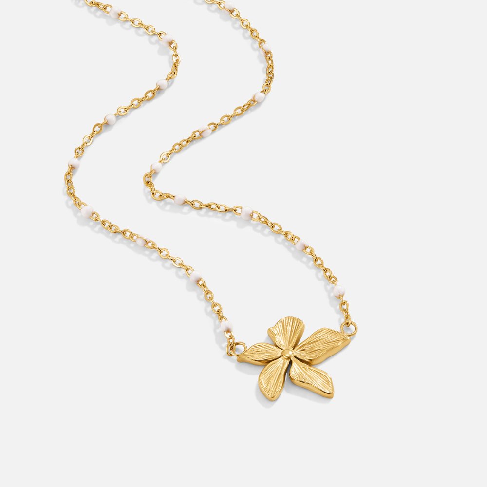 Collana Elegante con Fiore in Oro