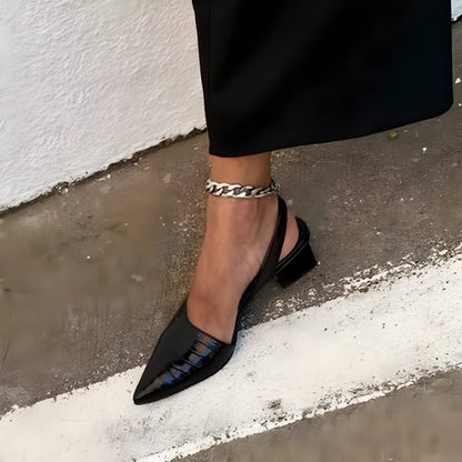 Sveva slingback donna a punta con tacco largo e motivo cocco, foto 1