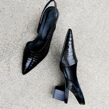 Sveva slingback donna a punta con tacco largo e motivo cocco, foto 2