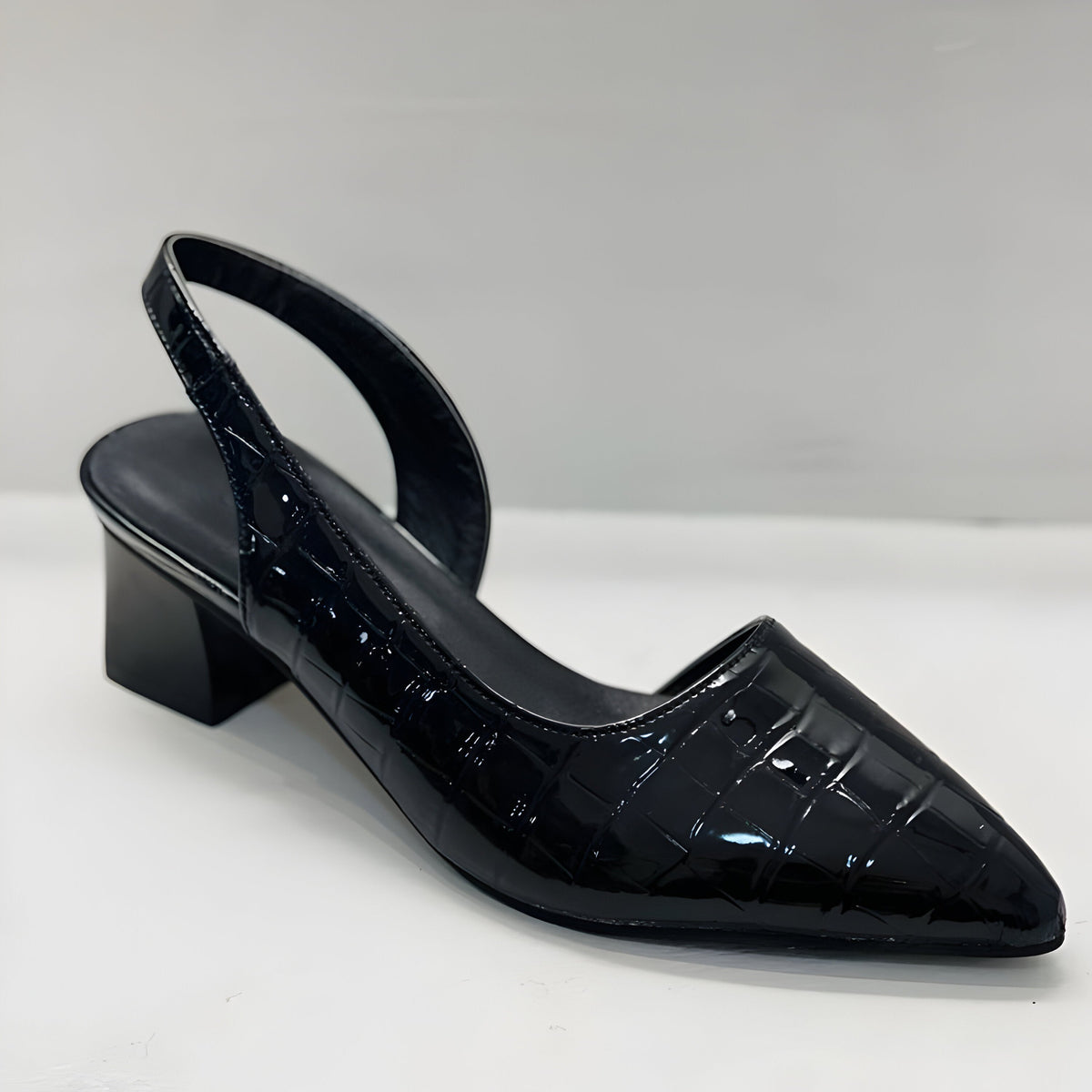 Sveva slingback donna a punta con tacco largo e motivo cocco, foto 3