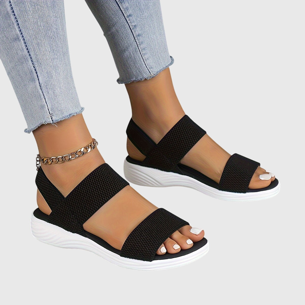 Tarcisia sandali donna con doppia fascia elastica e suola spessa, foto 2