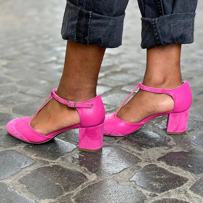 Tecla décolleté donna con cinturino a t e tacco largo, foto 3