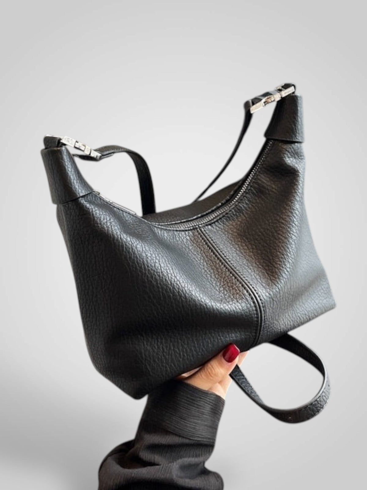 Uberta borsa a mano donna con fermaglio sul manico e tracolla lunga, foto 5
