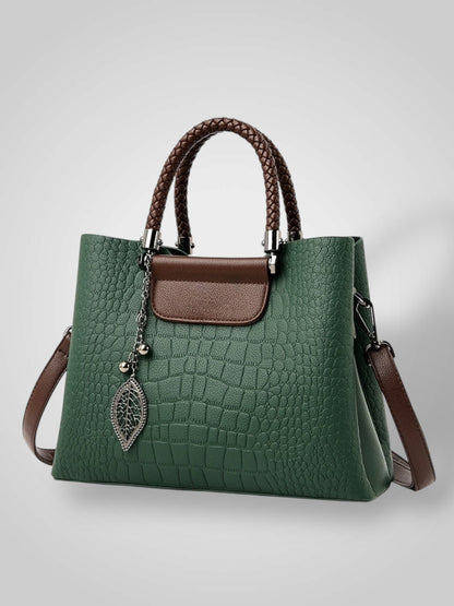 Ulderica borsa a mano donna in similpelle con manici intrecciati e tracolla, foto 5
