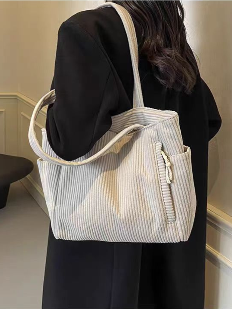 Vania borsa a spalla donna in velluto a coste con tasche laterali, foto 10