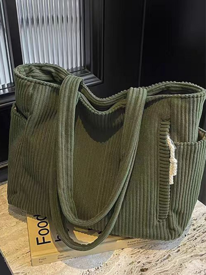 Vania borsa a spalla donna in velluto a coste con tasche laterali, foto 3