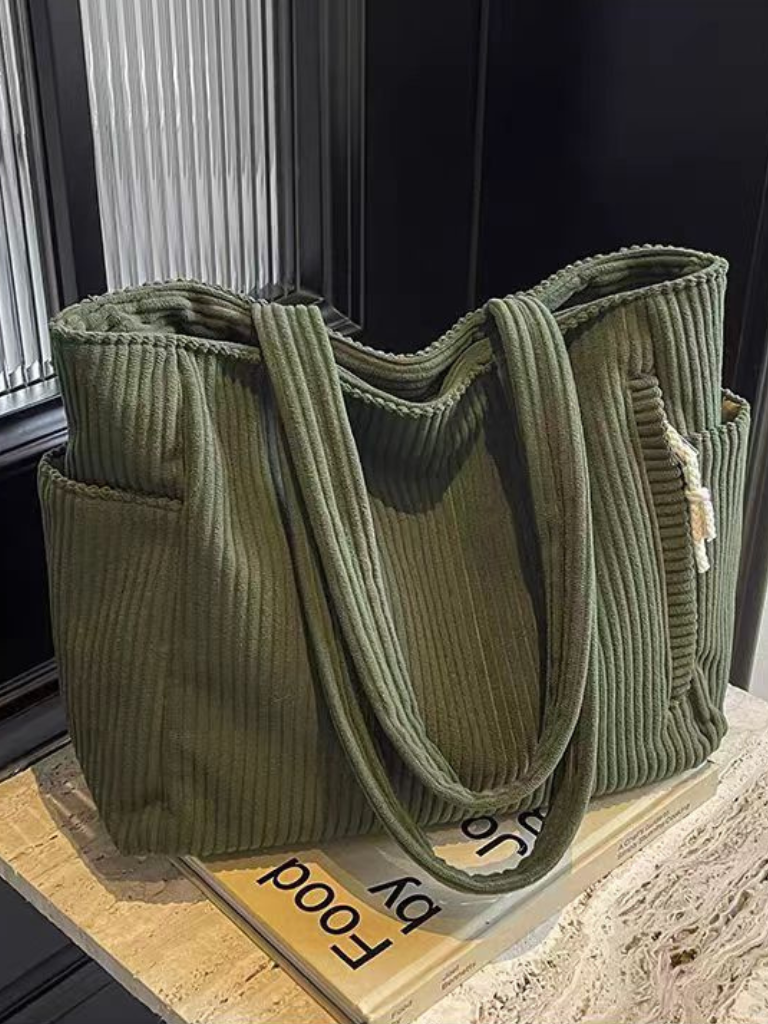 Vania borsa a spalla donna in velluto a coste con tasche laterali, foto 5