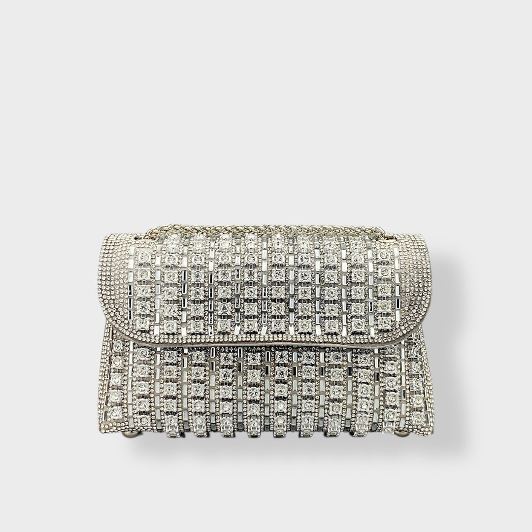 Vanna borsa a spalla donna con pietre decorative e tracolla a catena, foto 6