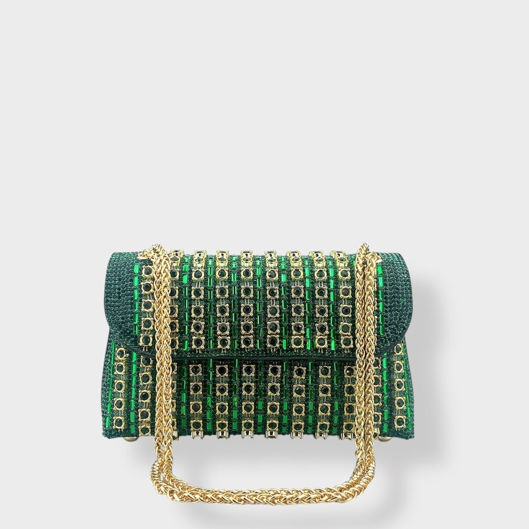Vanna borsa a spalla donna con pietre decorative e tracolla a catena, foto 9