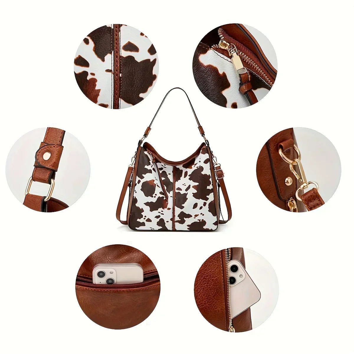 Venera borsa a spalla donna in similpelle con pochette e tracolla regolabile, foto 4