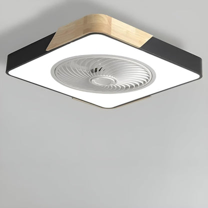 Ventilatore da soffitto con luce e bordo in legno, montaggio a plafone