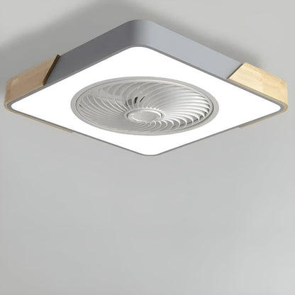 Ventilatore da soffitto con luce e bordo in legno, montaggio a plafone