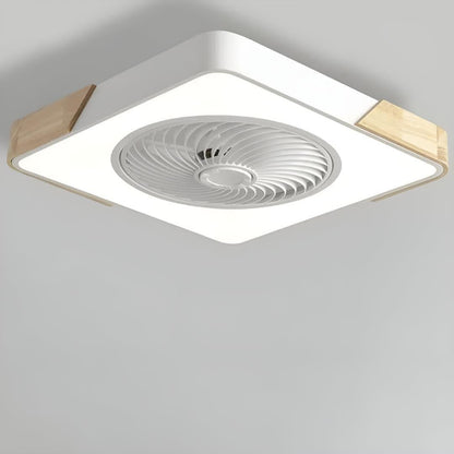 Ventilatore da soffitto con luce e bordo in legno, montaggio a plafone