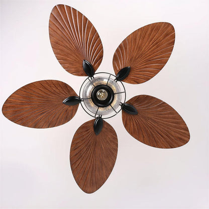 Ventilatore da soffitto con luce e pale a foglia tropicale