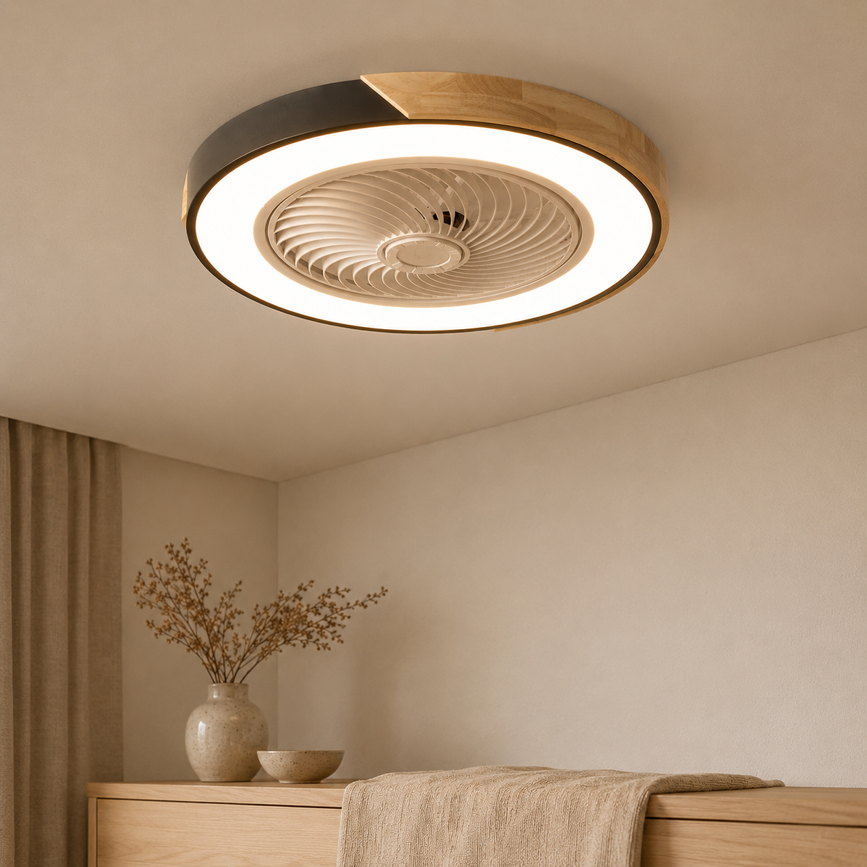Ventilatore da soffitto con luce LED dimmerabile e sei velocità