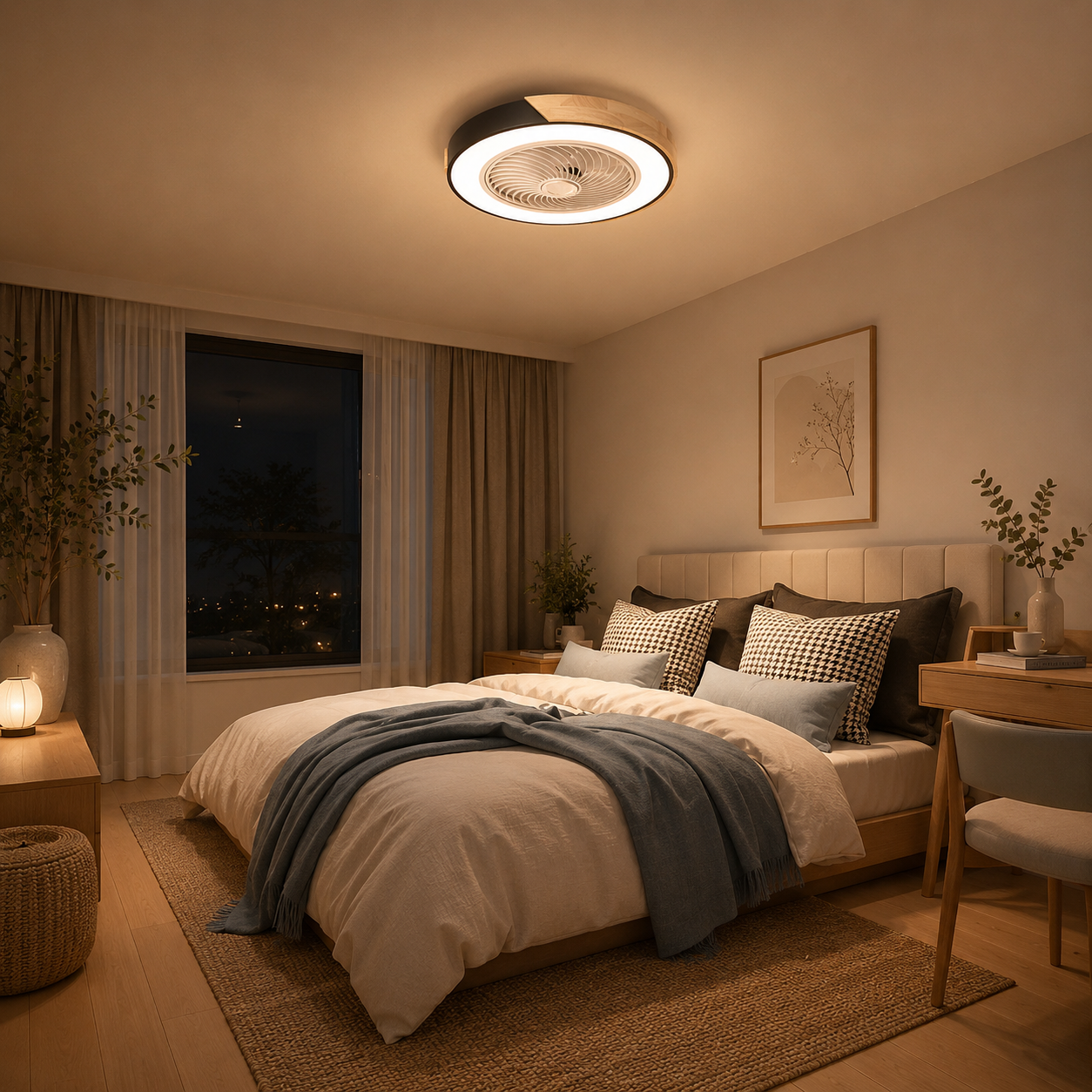 Ventilatore da soffitto con luce LED dimmerabile e sei velocità