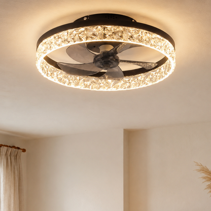 Ventilatore da soffitto con luce LED integrata in metallo e acrilico