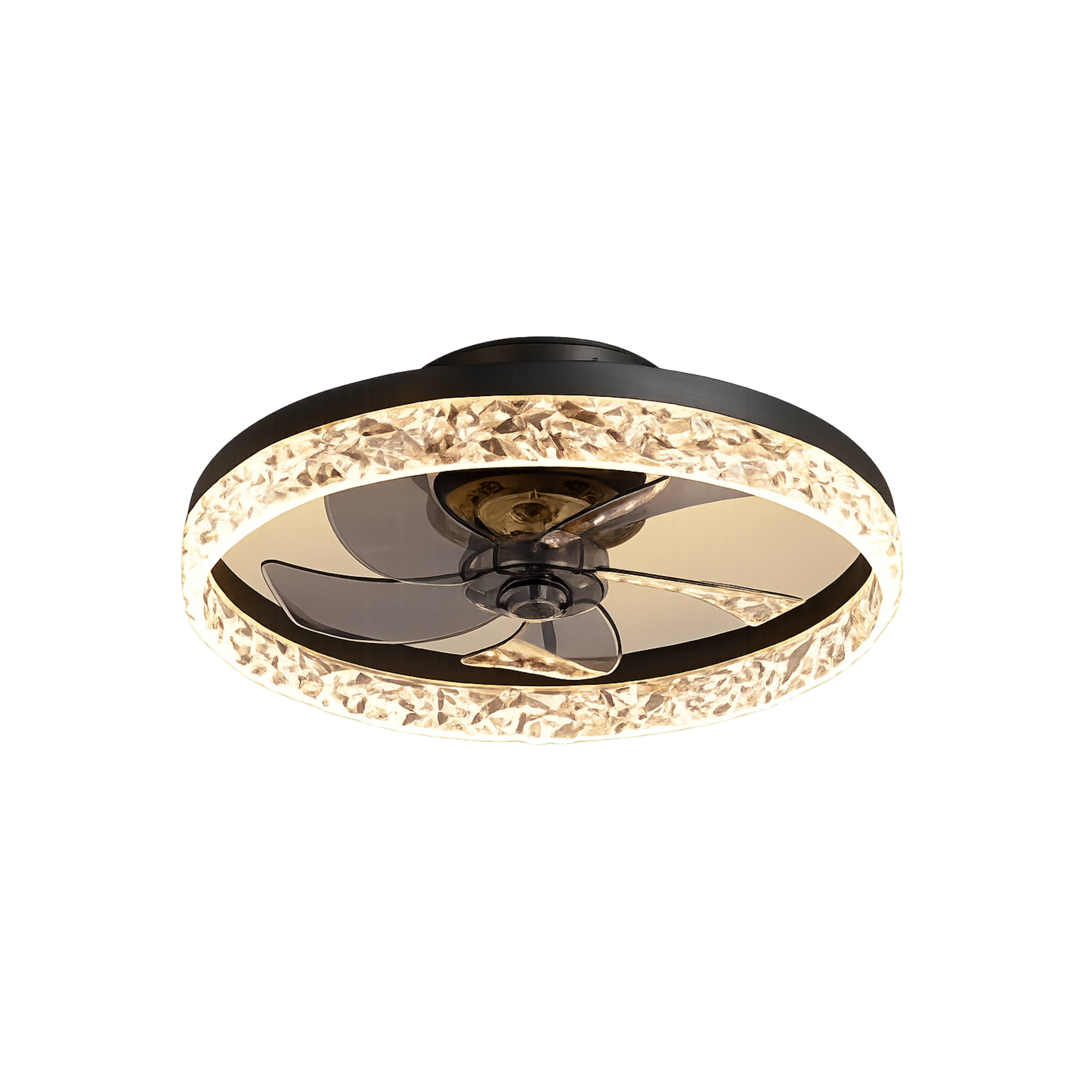 Ventilatore da soffitto con luce LED integrata in metallo e acrilico
