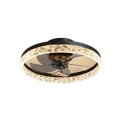 Ventilatore da soffitto con luce LED integrata in metallo e acrilico