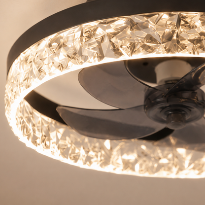 Ventilatore da soffitto con luce LED integrata in metallo e acrilico