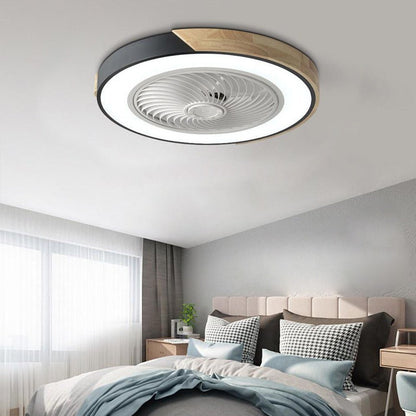 Ventilatore da soffitto con luce LED, telecomando e finiture in legno, a plafone