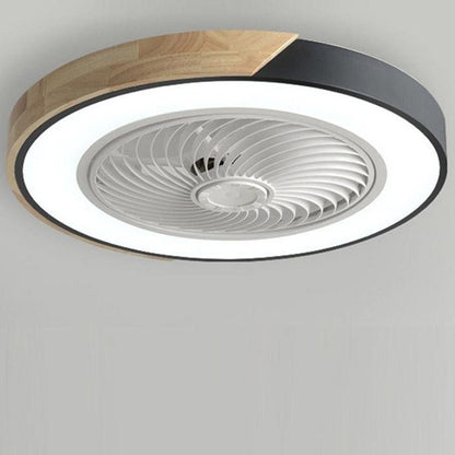 Ventilatore da soffitto con luce LED, telecomando e finiture in legno, a plafone