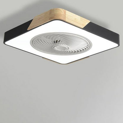 Ventilatore da soffitto con luce LED, telecomando e finiture in legno, a plafone