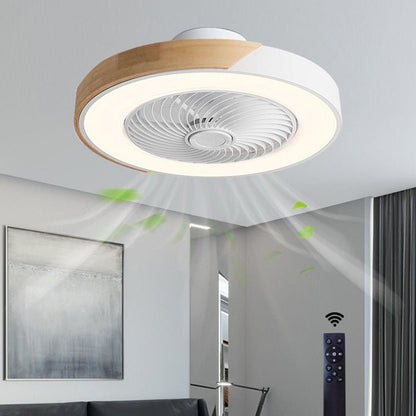 Ventilatore da soffitto con luce LED, telecomando e finiture in legno, a plafone