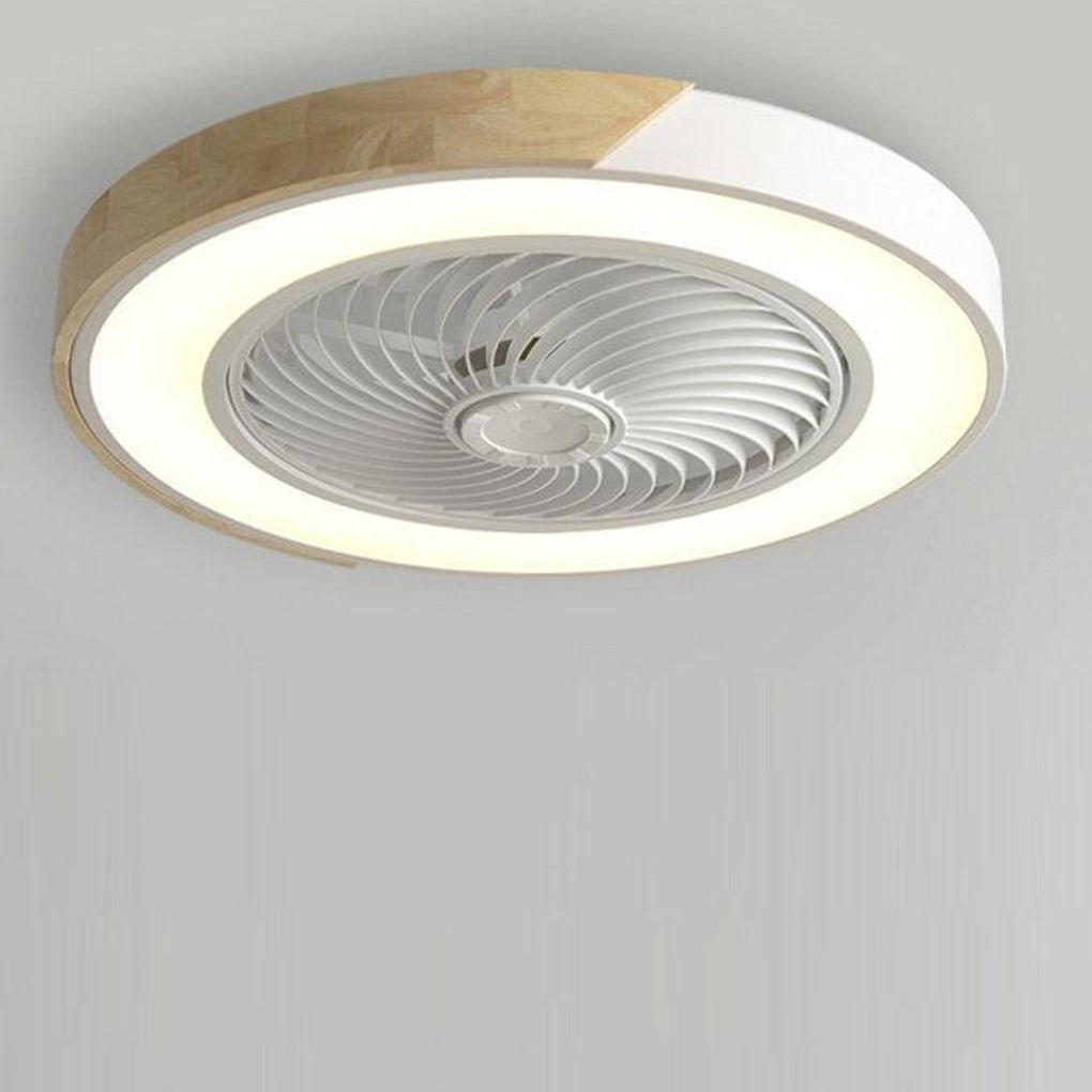 Ventilatore da soffitto con luce LED, telecomando e finiture in legno, a plafone