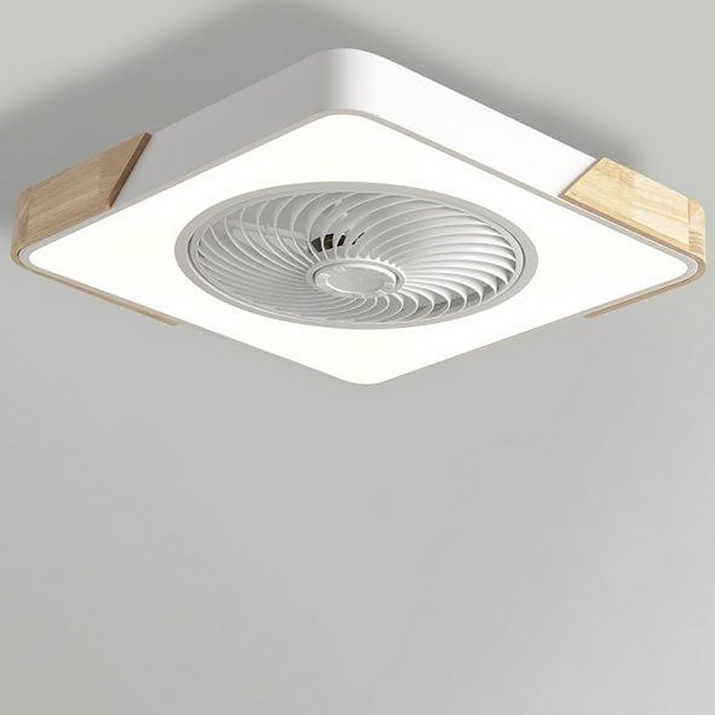 Ventilatore da soffitto con luce LED, telecomando e finiture in legno, a plafone