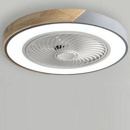 Ventilatore da soffitto con luce LED, telecomando e finiture in legno, a plafone