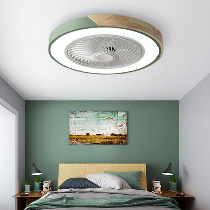 Ventilatore da soffitto con luce LED, telecomando e finiture in legno, a plafone