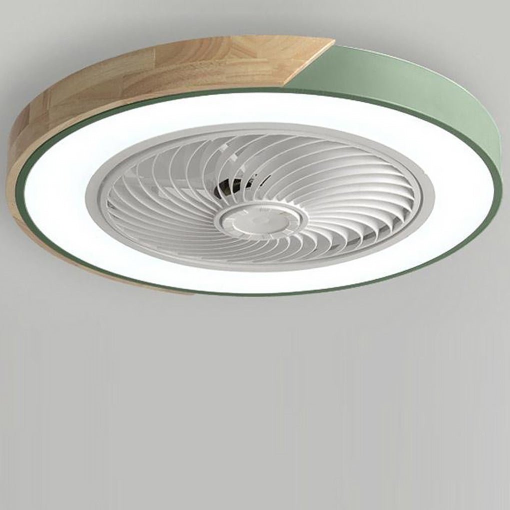 Ventilatore da soffitto con luce LED, telecomando e finiture in legno, a plafone