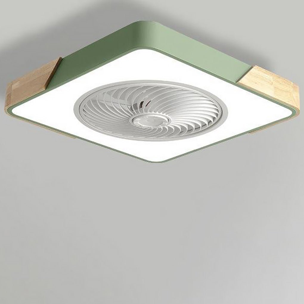 Ventilatore da soffitto con luce LED, telecomando e finiture in legno, a plafone