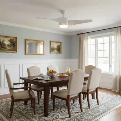 Ventilatore da soffitto con luce moderno con pale curve in legno