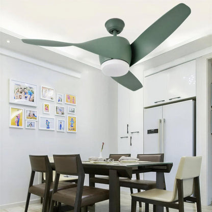 Ventilatore da soffitto con luce moderno con pale curve in legno