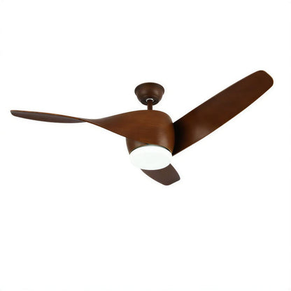 Ventilatore da soffitto con luce moderno con pale curve in legno