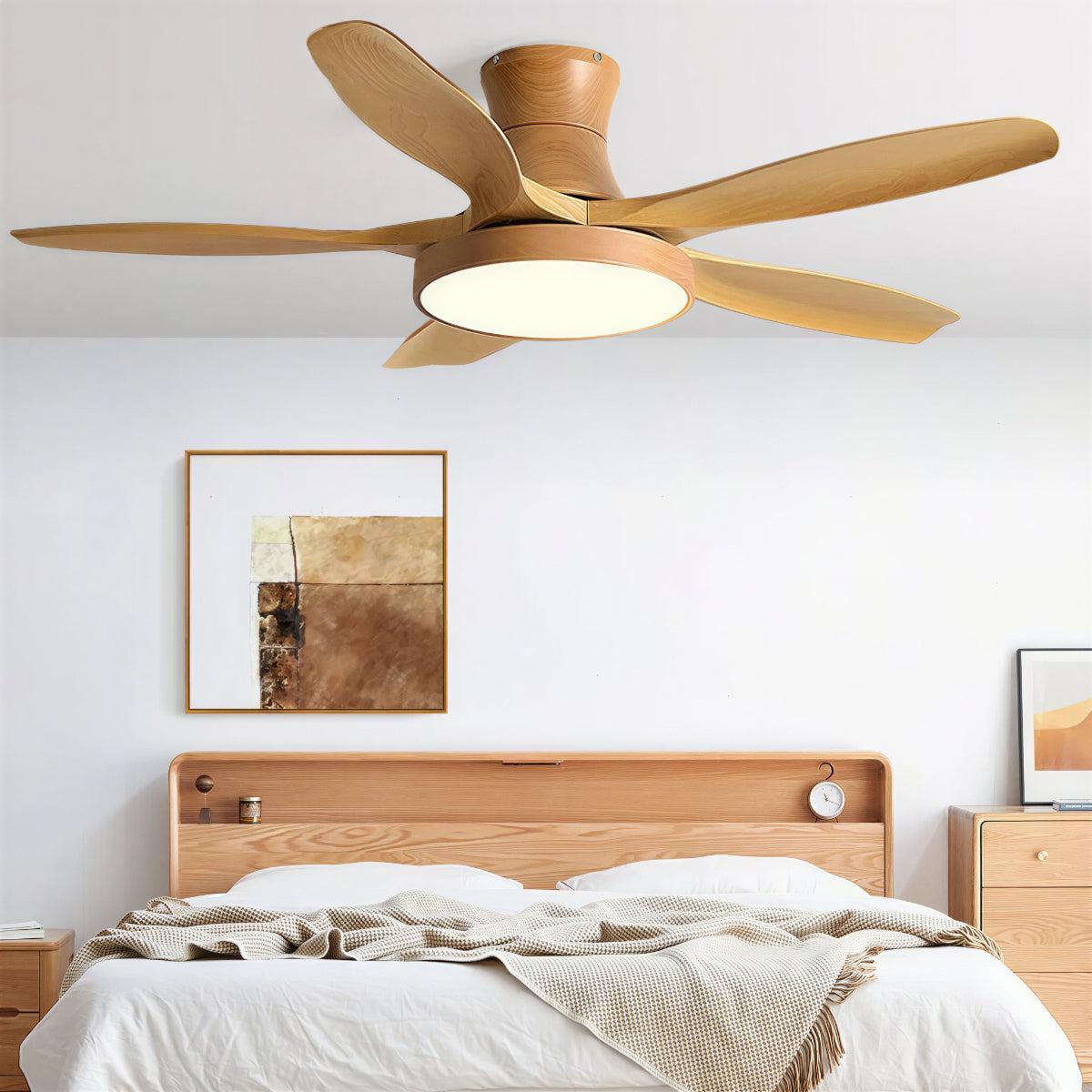 Ventilatore da soffitto con luce moderno in legno con telecomando