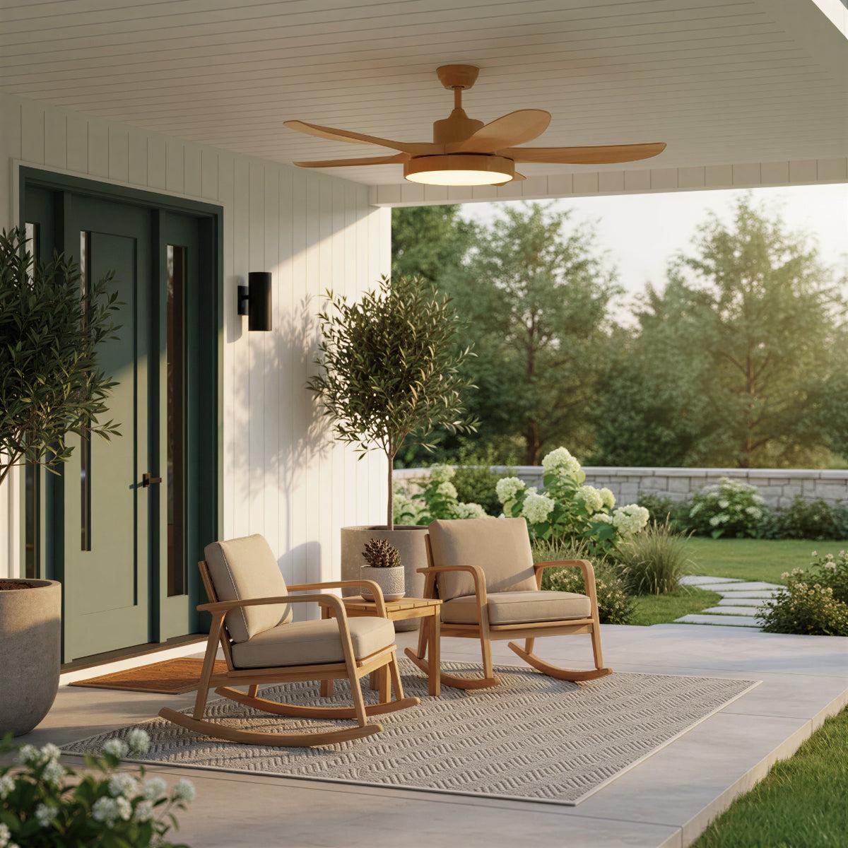Ventilatore da soffitto con luce moderno in legno con telecomando