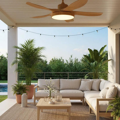 Ventilatore da soffitto con luce moderno in legno con telecomando