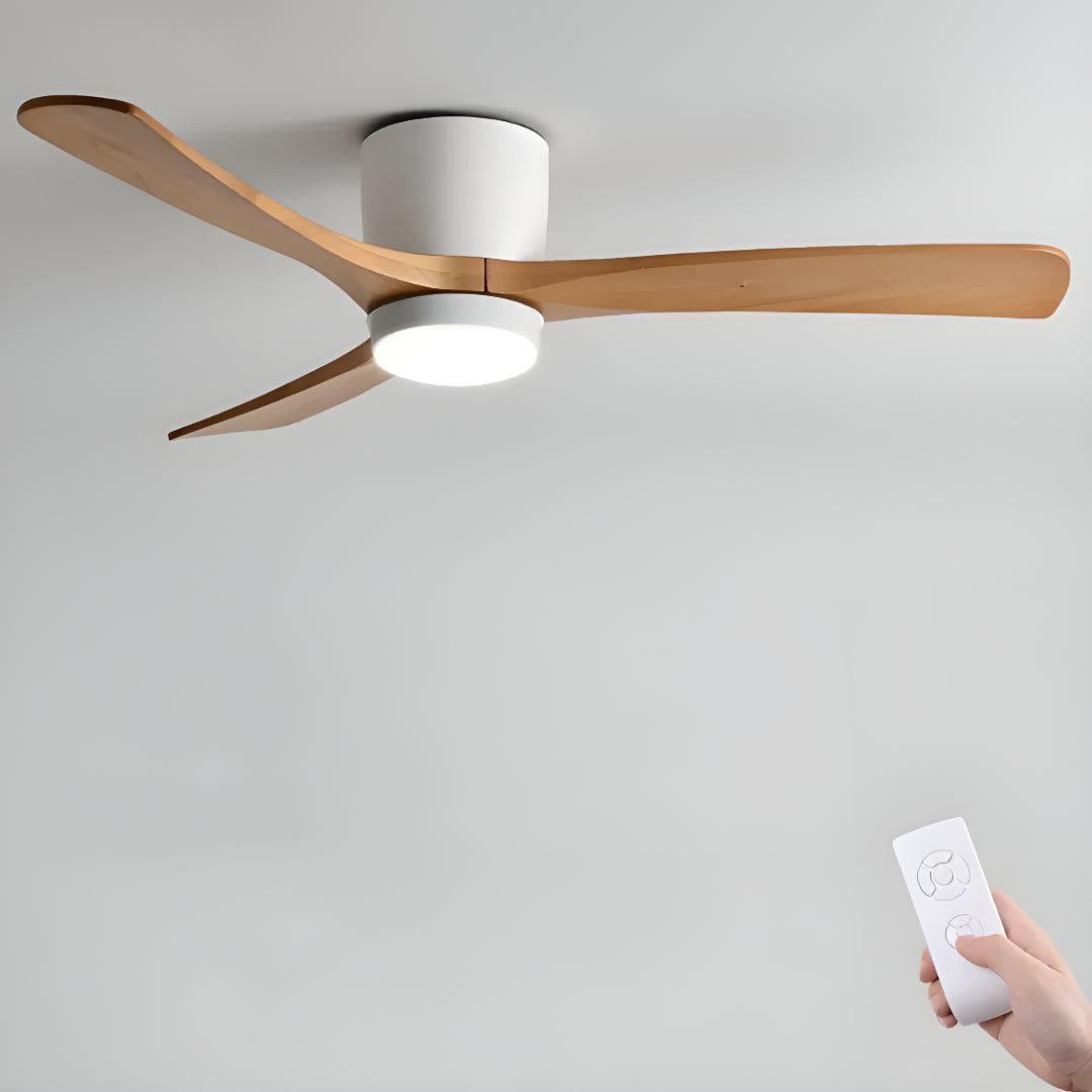 Ventilatore da soffitto con luce moderno nordico in legno con telecomando