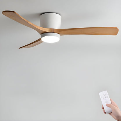 Ventilatore da soffitto con luce moderno nordico in legno con telecomando
