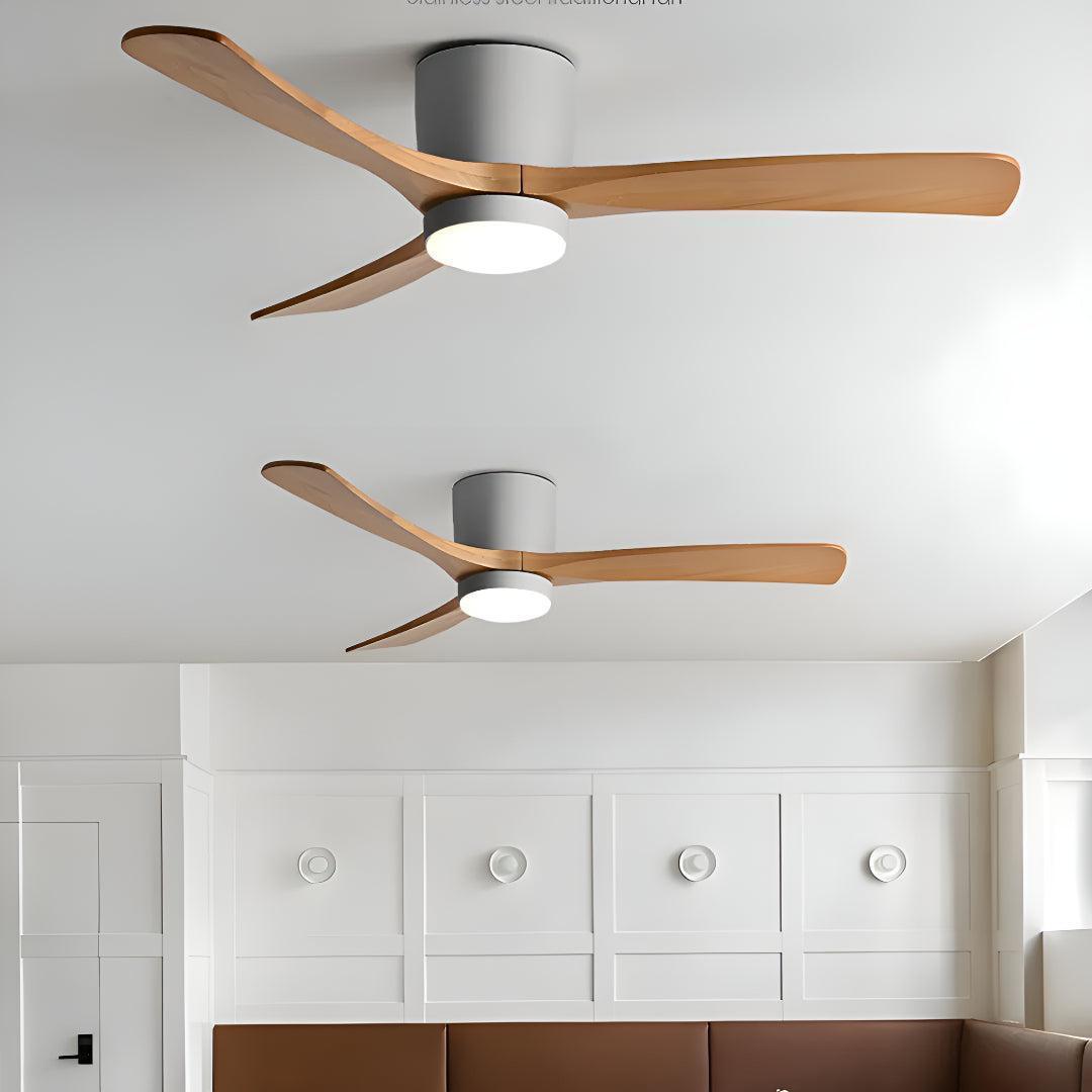 Ventilatore da soffitto con luce moderno nordico in legno con telecomando