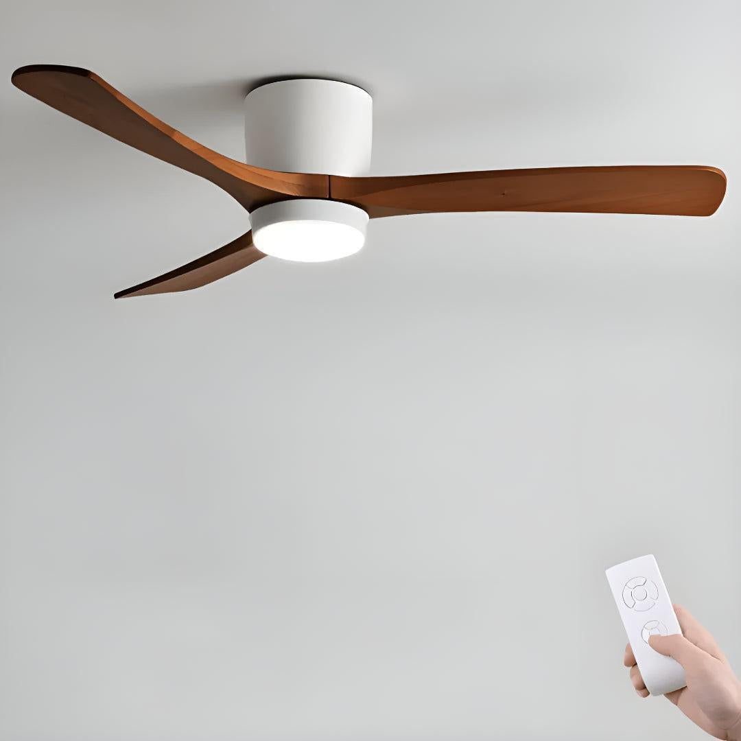 Ventilatore da soffitto con luce moderno nordico in legno con telecomando