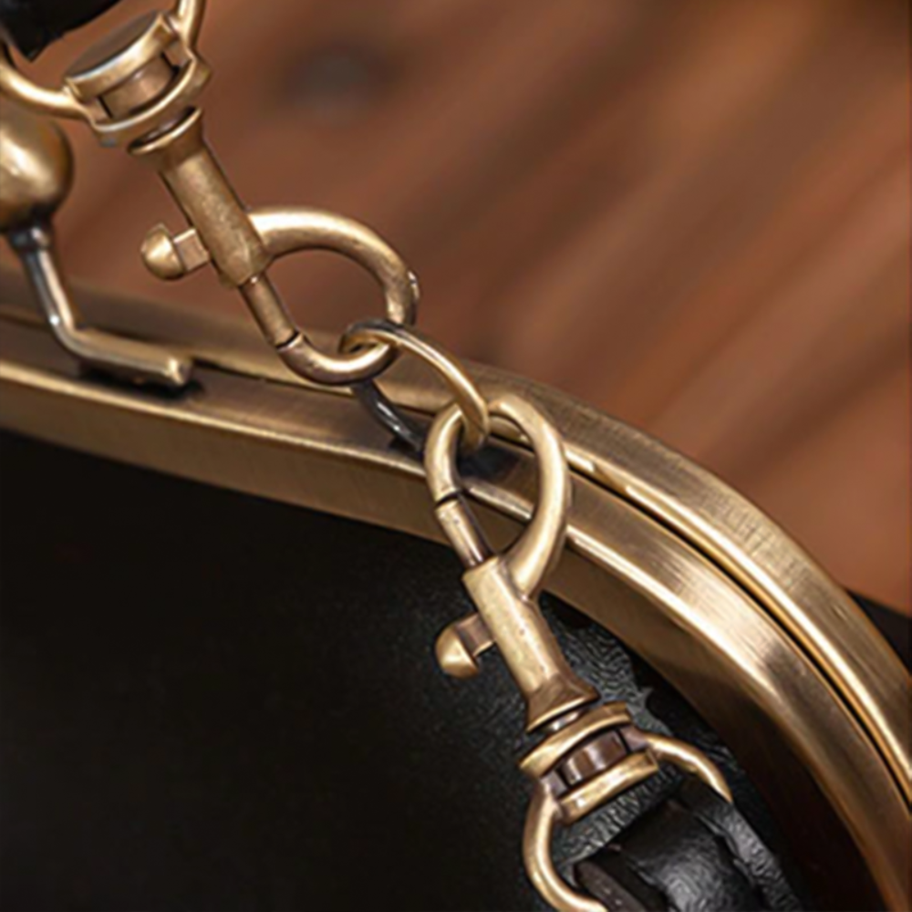 Verdiana borsa a mano donna con chiusura clic clac e tracolla regolabile, foto 7