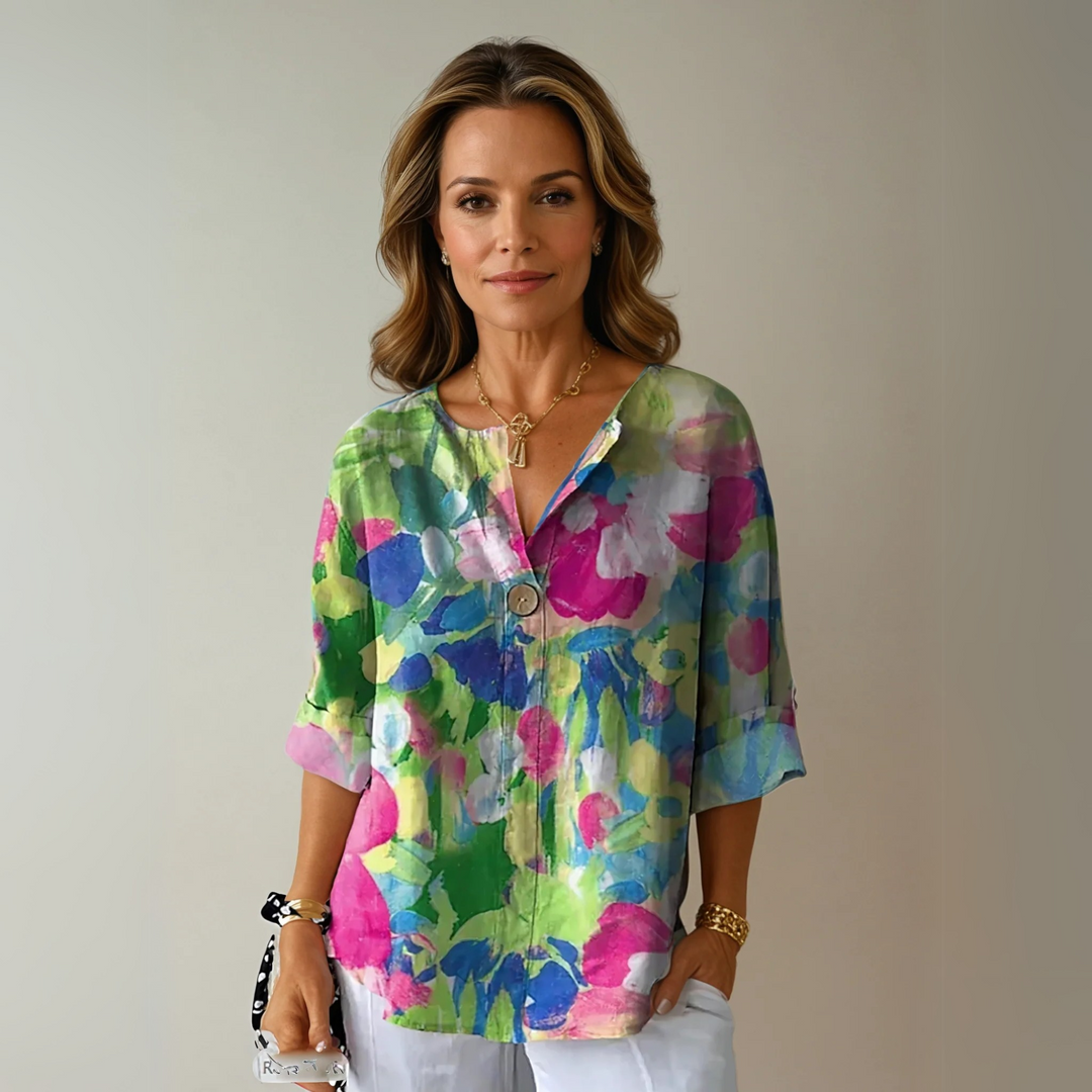 Quintina | Blusa floreale con scollo rotondo