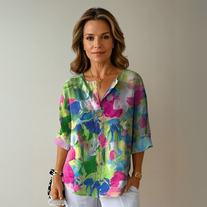 Quintina | Blusa floreale con scollo rotondo